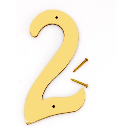 Hy-Ko 4In Decorative Brass Number 2, 10PK A20092